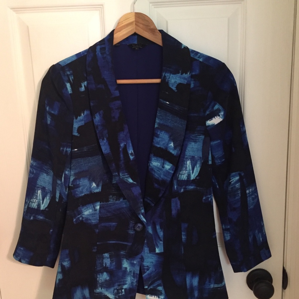 Guess Black, Blue, and White Blend Blazer